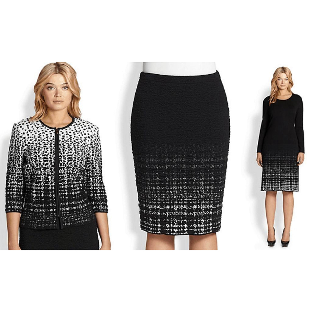 Stizzoli Black & White Leopard Print Knit Zip-Front Cardigan Sweater & Skirt Set - Picture 2 of 14